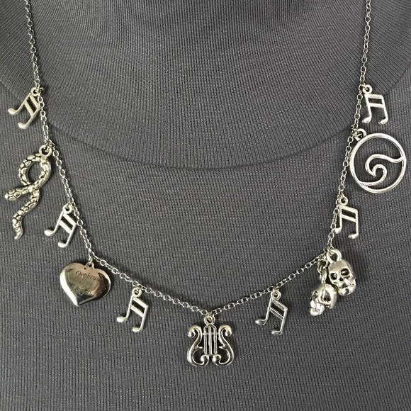 Orpheus & Eurydice Greek Mythology Handmade Necklace, Lyre, Music, Skulls, Heart - Picture 8 of 15